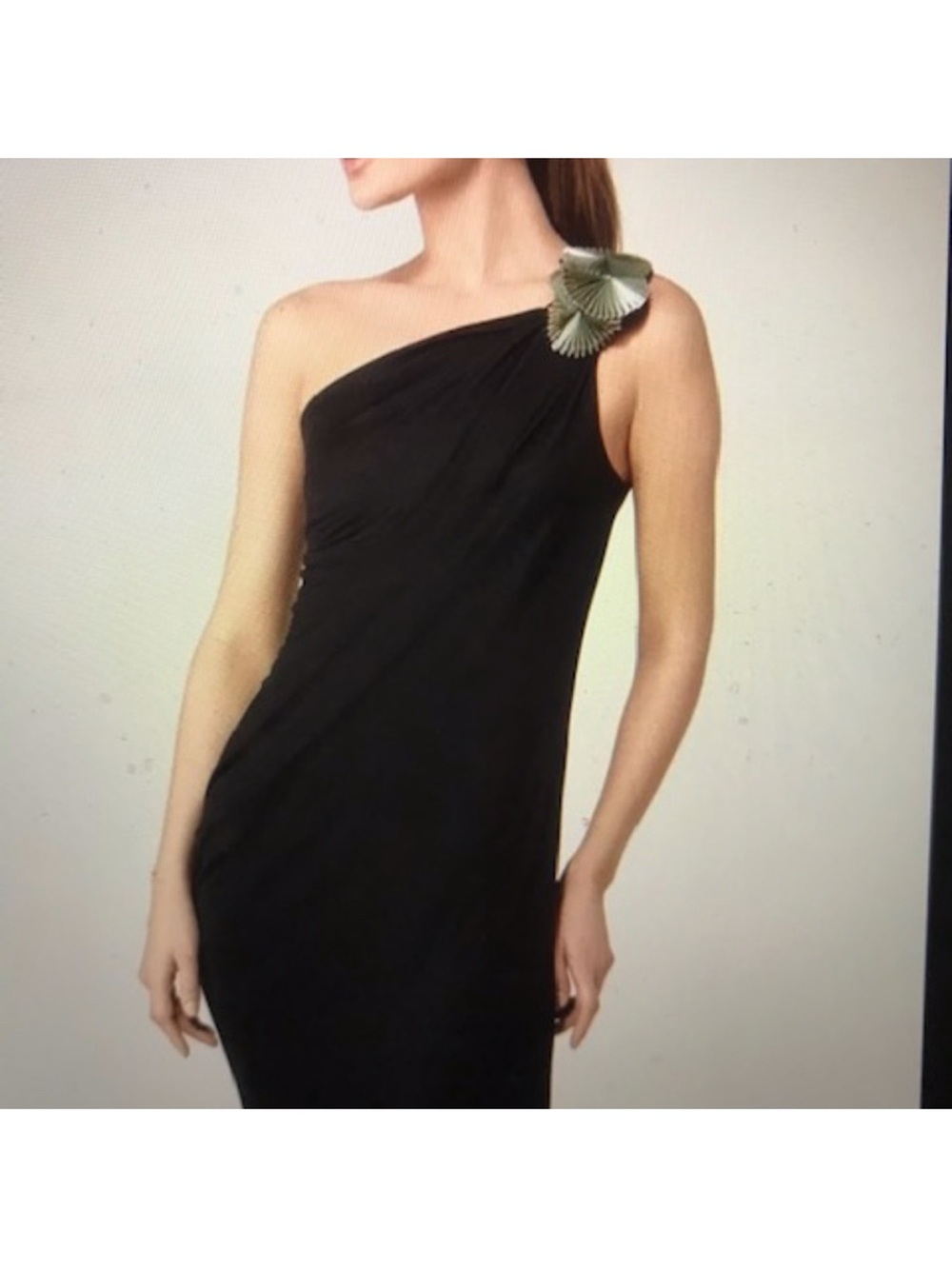 Tory Burch‎ Silk Black Ikela Asymmetrical One Shoulder Dress Size Medium